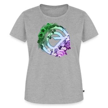 Wicked 2 Logo Von Oz Mit Blumen Und Pflanzen - Frauen Premium Bio T-Shirt - Grau meliert - Vorne - AI Model Female 172 dark (172cm)