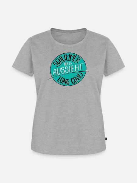 Schlimmer als es aussieht, Long Covid - Frauen Premium Bio T-Shirt - Grau meliert