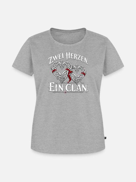 Zwei Herzen, ein Clan | Noventra - Frauen Premium Bio T-Shirt - Grau meliert
