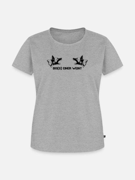 biss einer weint - Frauen Premium Bio T-Shirt - Grau meliert
