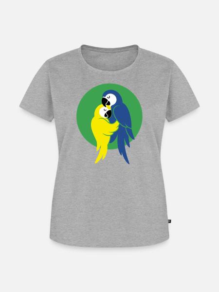 Tanzende Papageien – Forro Paar - Frauen Premium Bio T-Shirt - Grau meliert