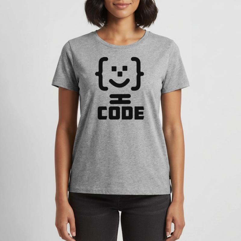 Logo du code du programmeur principal avec texte CODE T-shirt Premium bio Femme
