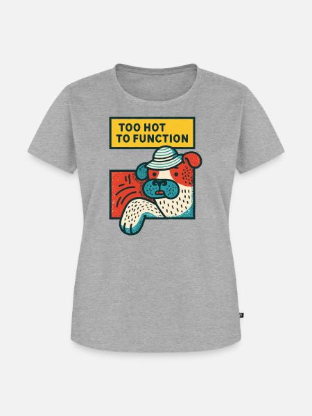 Too Hot to Function Bulldog - Frauen Premium Bio T-Shirt - Grau meliert