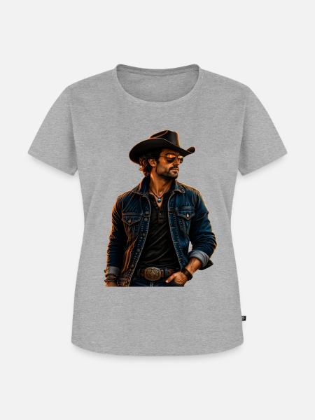 Cowboy Western Style - Frauen Premium Bio T-Shirt - Grau meliert