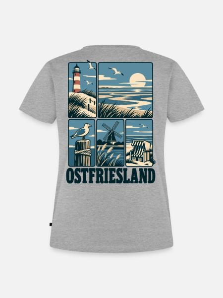 Ostfriesland North Sea Coast - Frauen Premium Bio T-Shirt - Grau meliert