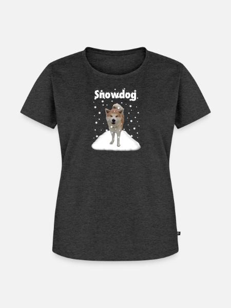 Schneehund-Akitahund Design - Frauen Premium Bio T-Shirt - Anthrazit meliert