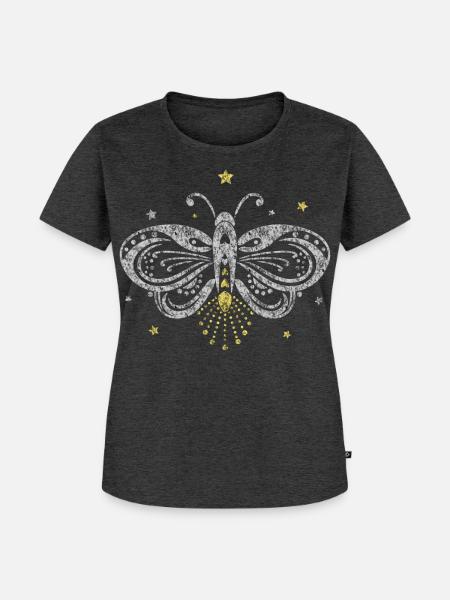 Glühwürmchen Motte Tattoo Licht Sterne - Frauen Premium Bio T-Shirt - Anthrazit meliert