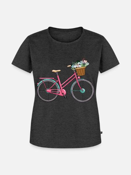Damenfahrrad Blumen - Frauen Premium Bio T-Shirt - Anthrazit meliert