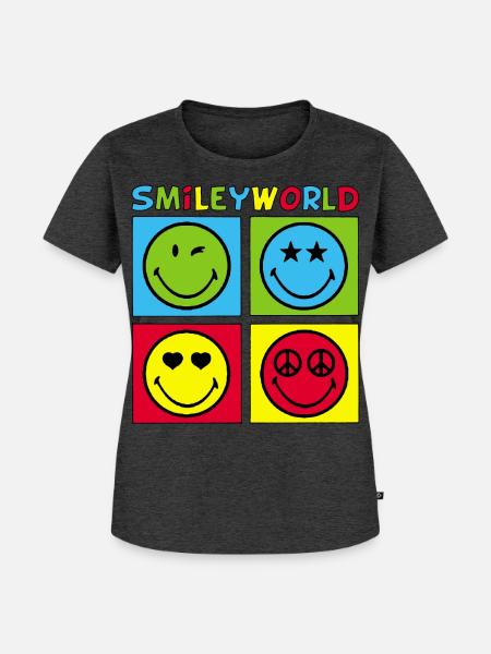 Smileys und vierfarbig - Frauen Premium Bio T-Shirt - Anthrazit meliert