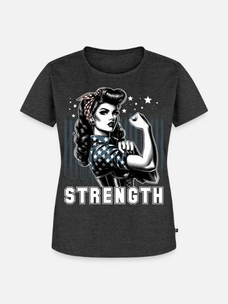 Stärke Frau Rockabilly Geschenk - Frauen Premium Bio T-Shirt - Anthrazit meliert