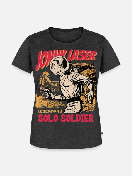 Jonny Laser Solo Soldat - Frauen Premium Bio T-Shirt - Anthrazit meliert
