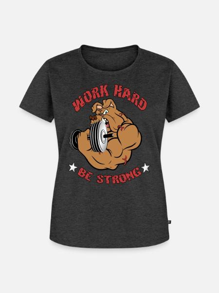 Fitnessstudio Bulldogge - Frauen Premium Bio T-Shirt - Anthrazit meliert