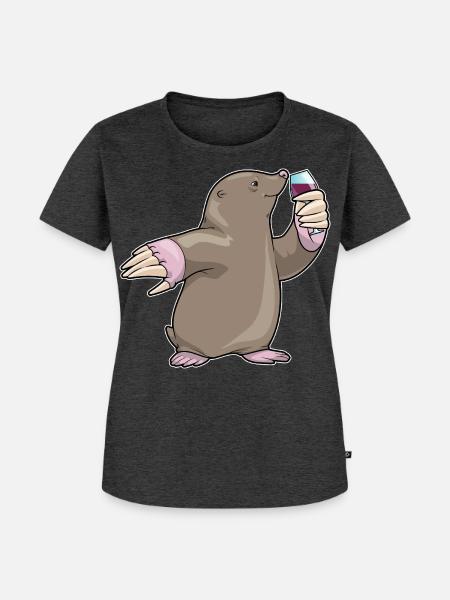 Maulwurf Rotwein - Frauen Premium Bio T-Shirt - Anthrazit meliert