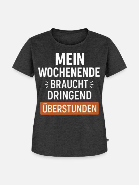 Lustiger Wochenende Spruch - Frauen Premium Bio T-Shirt - Anthrazit meliert