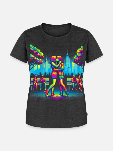 Neonliebe in der Stadtparkszene - Frauen Premium Bio T-Shirt - Anthrazit meliert