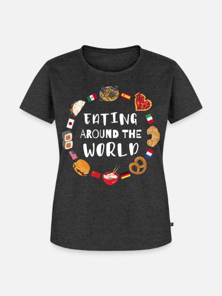 Essen rund um die Welt - Frauen Premium Bio T-Shirt - Anthrazit meliert