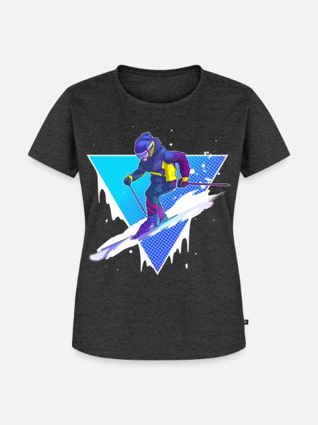 Ski - Frauen Premium Bio T-Shirt - Anthrazit meliert