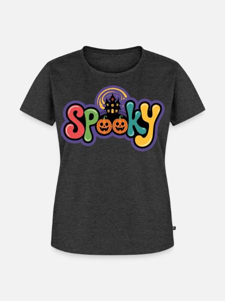 Spuk Halloween Kürbisfreude - Frauen Premium Bio T-Shirt - Anthrazit meliert