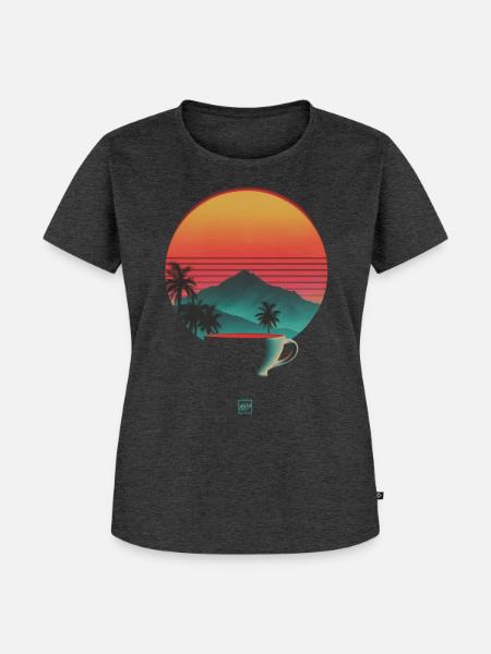Sonnenuntergang und Kaffee - Frauen Premium Bio T-Shirt - Anthrazit meliert