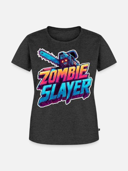 Zombie Reaper - Frauen Premium Bio T-Shirt - Anthrazit meliert