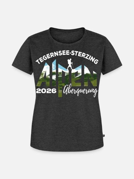 Alpenüberquerung 2026 Tegernsee Sterzing Wandern - Frauen Premium Bio T-Shirt - Anthrazit meliert
