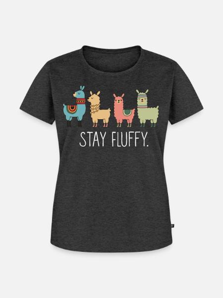 Stay Fluffy Alpaka Illustration - Frauen Premium Bio T-Shirt - Anthrazit meliert