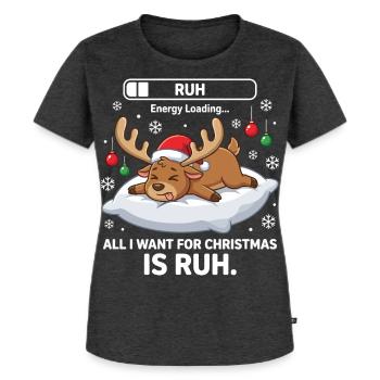 Weihnachtsshirt Herren Rentier Geschenk Lustig  - Frauen Premium Bio T-Shirt - Anthrazit meliert - Vorne - Selfina (174cm)