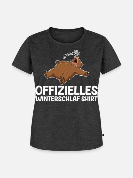 Winterschlaf Modus Bär Lustig Langschläfer - Frauen Premium Bio T-Shirt - Anthrazit meliert