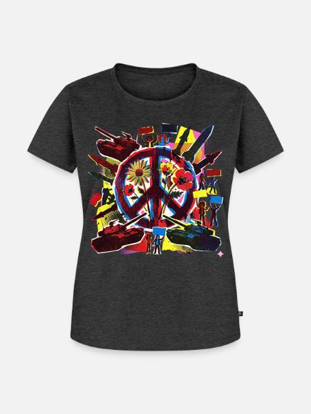 Peace Stop The War - Frauen Premium Bio T-Shirt - Anthrazit meliert