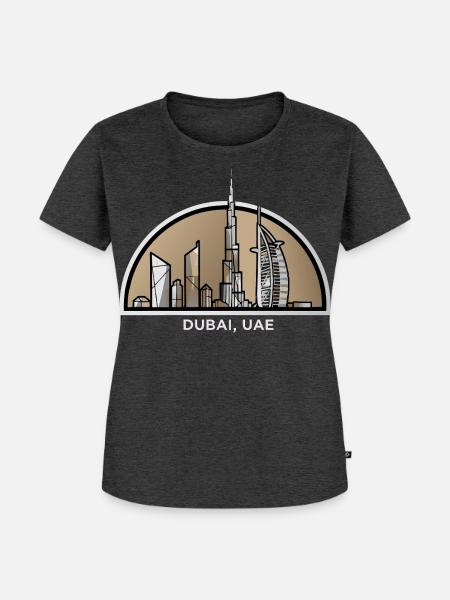 Dubai Skyline Burj Khalifa Wüstenmetropole - Frauen Premium Bio T-Shirt - Anthrazit meliert
