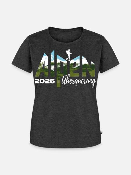 Alpen Überquerung 2026 - Wandern - Frauen Premium Bio T-Shirt - Anthrazit meliert