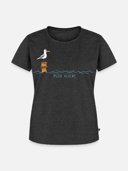 Meer reicht Möwe Wortspiel - Frauen Premium Bio T-Shirt - Anthrazit meliert