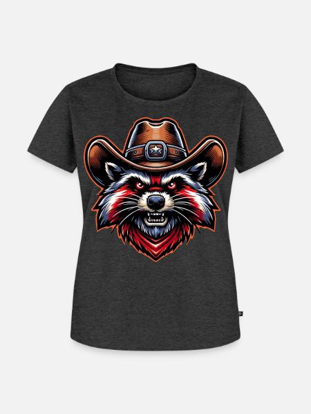 Western Waschbär - Frauen Premium Bio T-Shirt - Anthrazit meliert