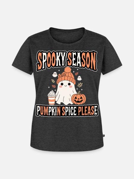 Spooky Season – Pumpkin Spice - Frauen Premium Bio T-Shirt - Anthrazit meliert