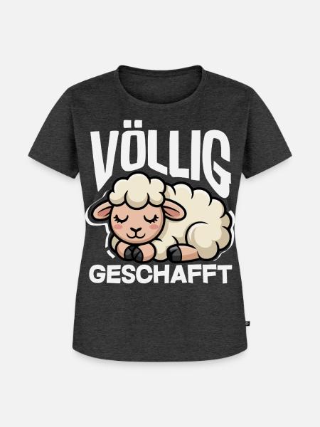 Schaf Völlig Geschafft Müde Schlafen - Frauen Premium Bio T-Shirt - Anthrazit meliert