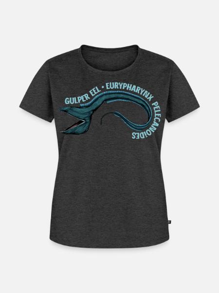 Tiefsee Monster - Pelikanaal - Frauen Premium Bio T-Shirt - Anthrazit meliert