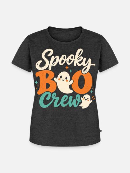 Spooky Boo Crew Retro Halloween-Geister - Frauen Premium Bio T-Shirt - Anthrazit meliert