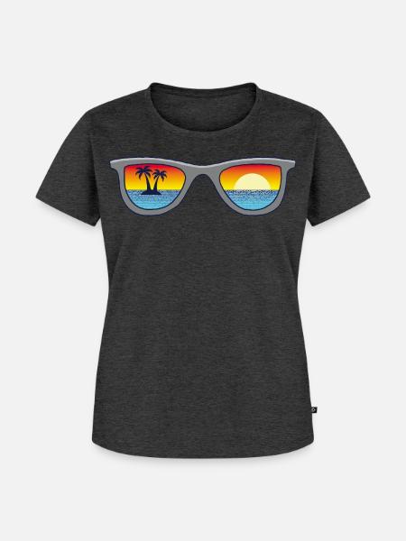 Sonnenbrille und Paradies - Frauen Premium Bio T-Shirt - Anthrazit meliert