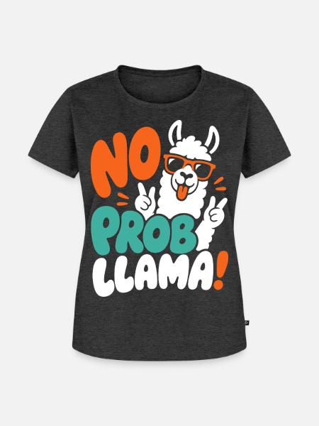 Lama mit Peace-Zeichen – No Prob Llama - Frauen Premium Bio T-Shirt - Anthrazit meliert