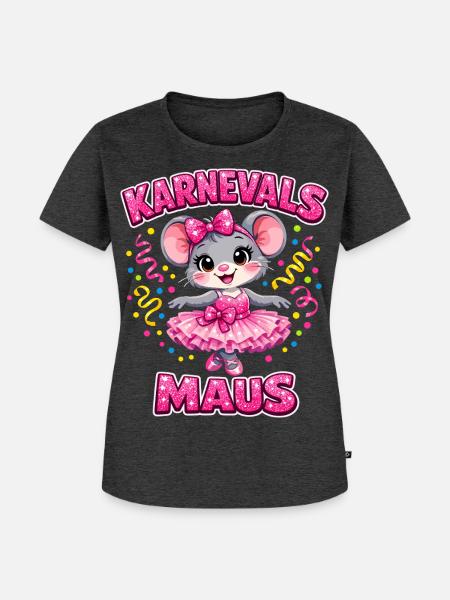 Karnevalsmaus Karneval Konfetti Geschenk - Frauen Premium Bio T-Shirt - Anthrazit meliert