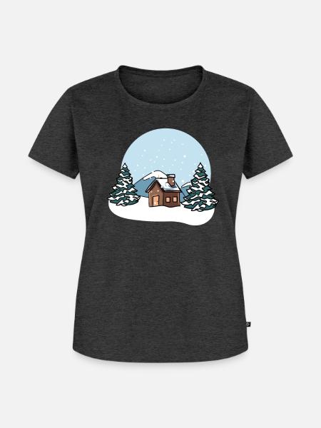 Winterlandschaft Schnee - Frauen Premium Bio T-Shirt - Anthrazit meliert