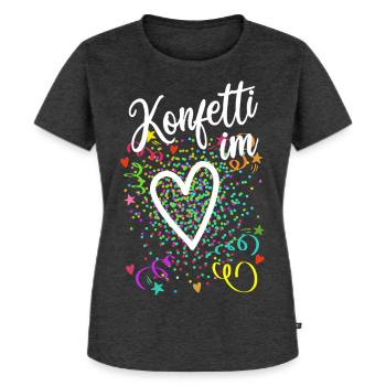 Konfetti im Herzen - Karneval im Blut - Frauen Premium Bio T-Shirt - Anthrazit meliert - Vorne - Selfina (174cm)