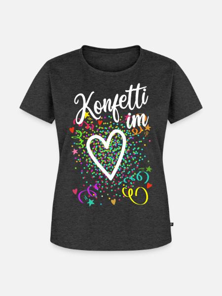 Konfetti im Herzen - Karneval im Blut - Frauen Premium Bio T-Shirt - Anthrazit meliert