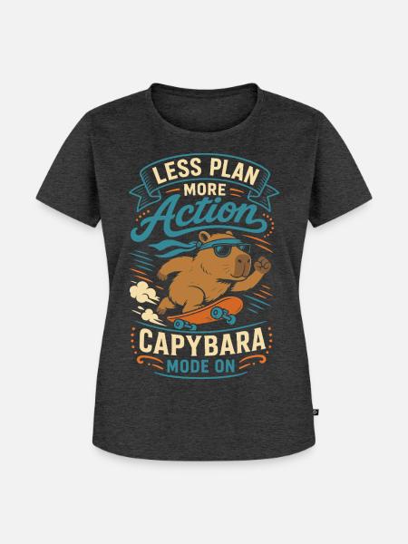 Less Plan More Action – Skateboard-Capybara - Frauen Premium Bio T-Shirt - Anthrazit meliert