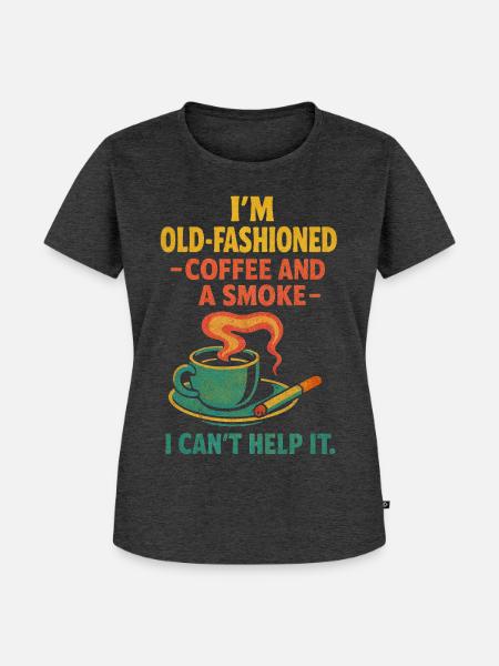 Altmodischer Kaffee und eine Zigarette - Frauen Premium Bio T-Shirt - Anthrazit meliert