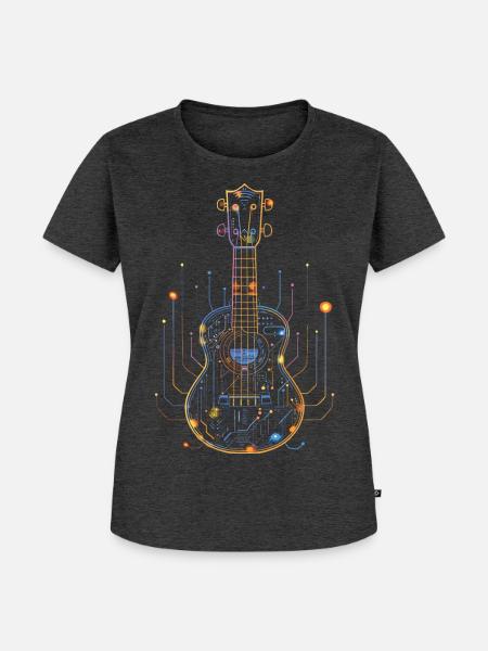 Ukulele Zeichnung - Frauen Premium Bio T-Shirt - Anthrazit meliert