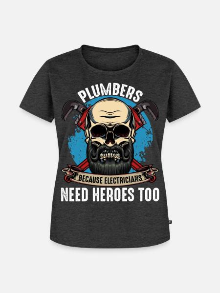 Klempnerhelden Skull Motiv - Frauen Premium Bio T-Shirt - Anthrazit meliert