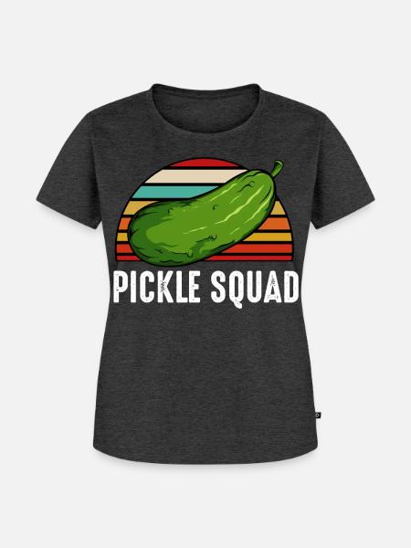 Pickle Squad Retro Sunset - Frauen Premium Bio T-Shirt - Anthrazit meliert