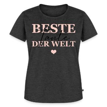 Beste Tante Der Welt - Frauen Premium Bio T-Shirt - Anthrazit meliert - Vorne - Selfina (174cm)