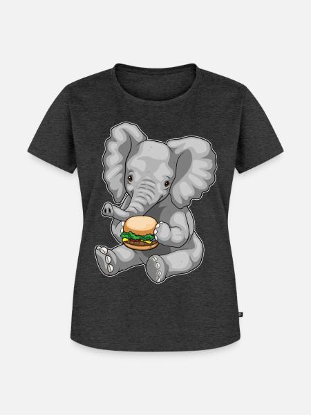 Elefant Cheeseburger - Frauen Premium Bio T-Shirt - Anthrazit meliert